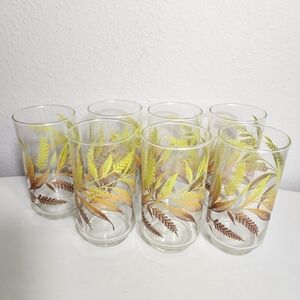 Libbey Vintage MCM Golden Wheat Tumbler Glasses-Set of 7
